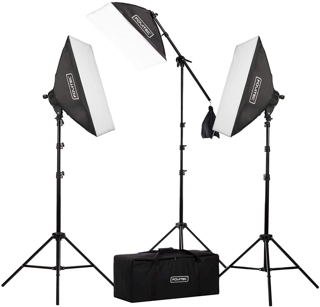 Fovitec 3-point fluorescent studio light kit