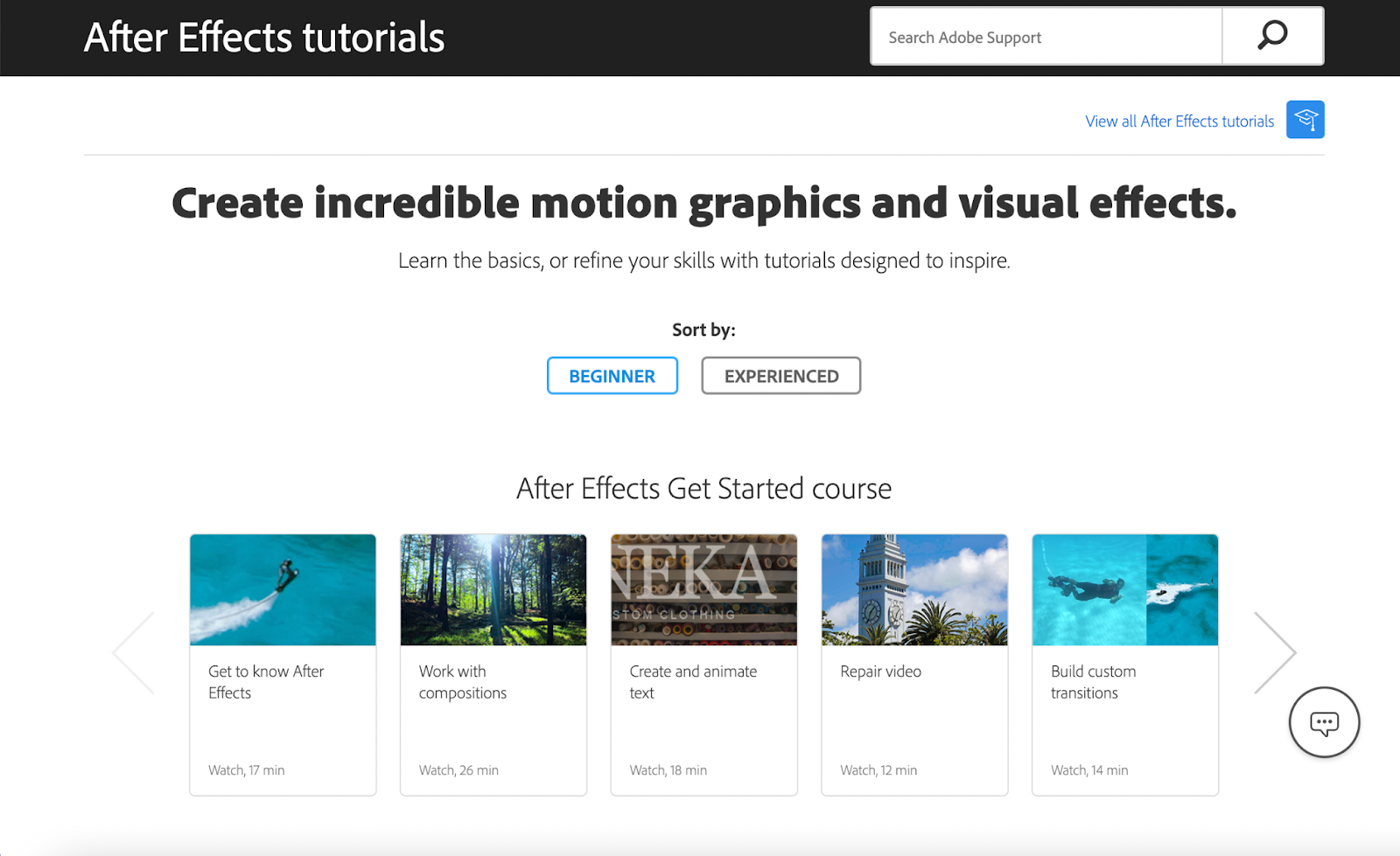 Adobe's After Effects tutorials